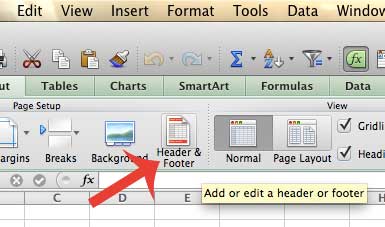 sshow column header in excel for mac
